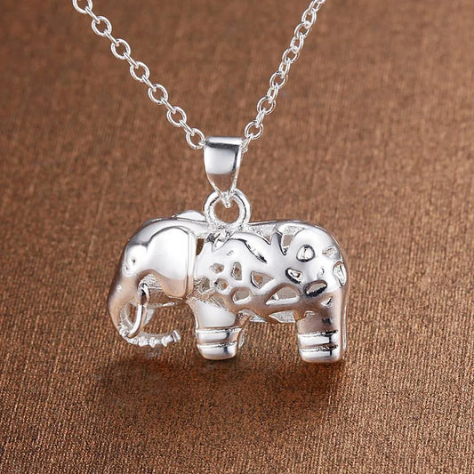 Fine charms 925 Sterling Silver Pretty elephant pendant Necklace For Women fashion Wedding accessories party Jewelry gifts